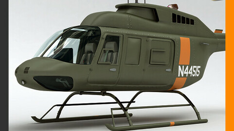 Helicopter Military Bell 206L with Interior