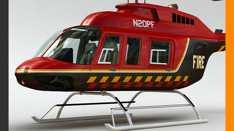 Helicopter Fire Bell 206L with Interior