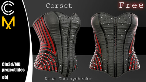 Corset. Marvelous Designer/Clo3d project + OBJ.