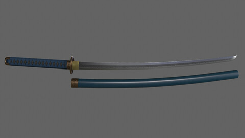 PBR Katana Japanese Sword (Blue) Ver.2