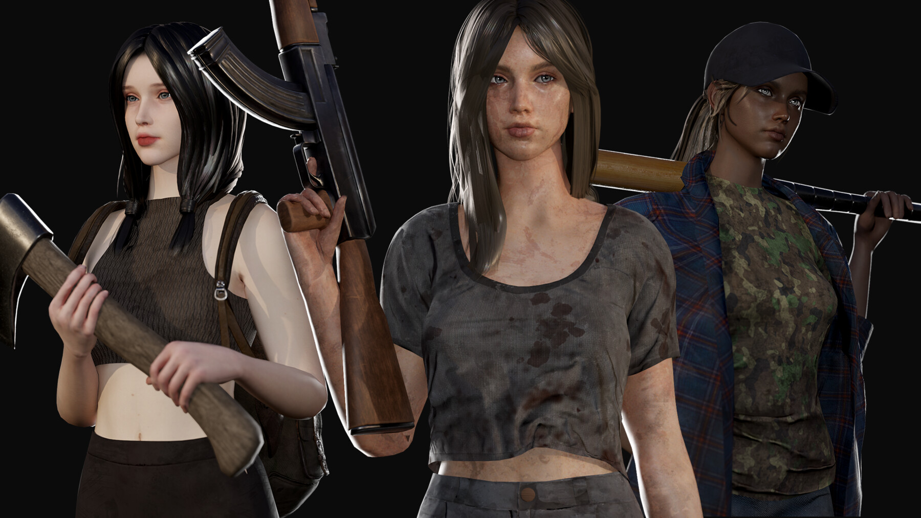 Artstation Survival Girl Game Ready Game Assets 