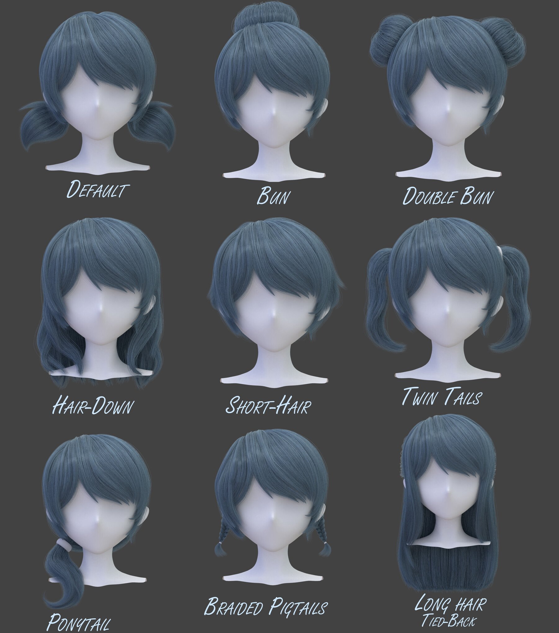 Female Ponytail Hairstyle V23289 - 3D Model by nickianimations