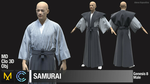 Samurai / Marvelous Designer / Clo 3D project + obj