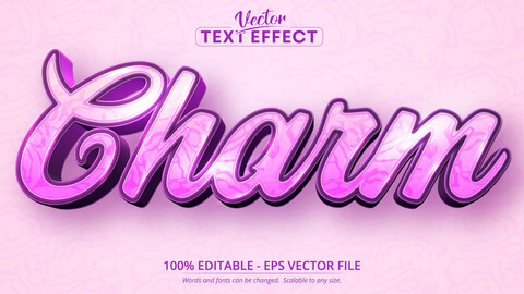 Charm text, calligraphic style editable text effect