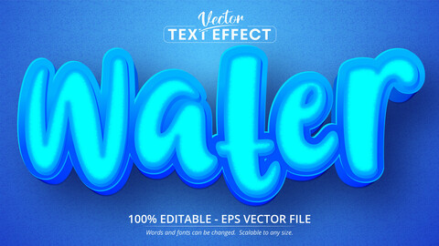 Water text, cartoon style editable text effect