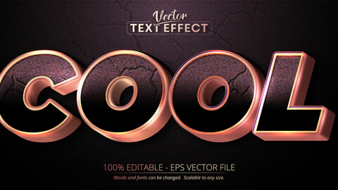 Cool text, shiny rose gold style editable text effect