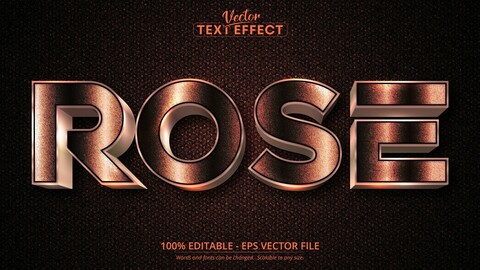 Rose gold text effect, shiny rose gold alphabet style