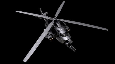 scifi helicopter lowpoly 3d model gameready