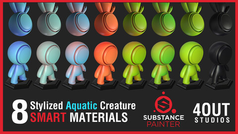 Stylized Aquatic Amphibian Creature Skin Smart Materials for Substance Painter
