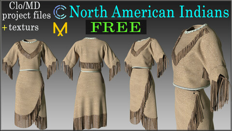 Dresses North American Indians / Marvelous Designer, Clo3d project