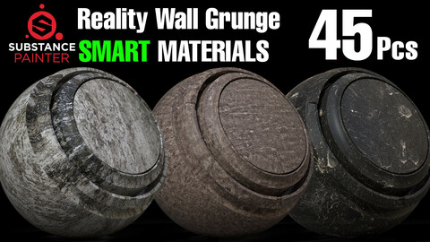 Reality Wall Grunge Smart Material for Substance Painter ( 45 Pcs  .Spsm )