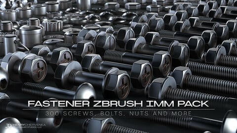 Fastener ZBrush IMM Pack // 300 Screws, Bolts, Nuts & More