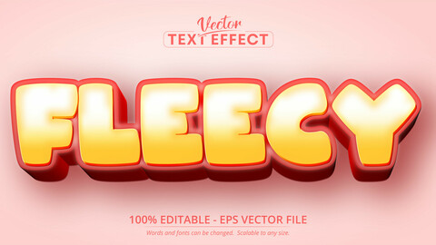 Fleecy text, cartoon style editable text effect