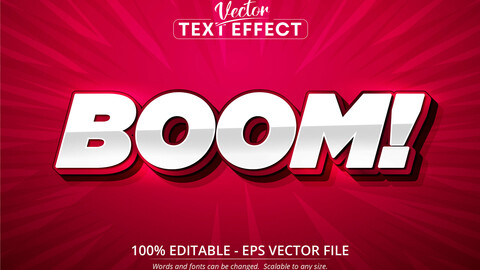 Boom text, cartoon style editable text effect