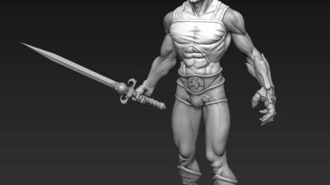 Lion-o Thundercats Figure with Sword of Omens and Claw Shield for 3d printing in resin