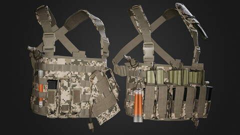 Game Ready Asset \ Military Vest - Full Pakc \ Rig \ Pouch \ Pistol pouch \ Knife \ Equipment