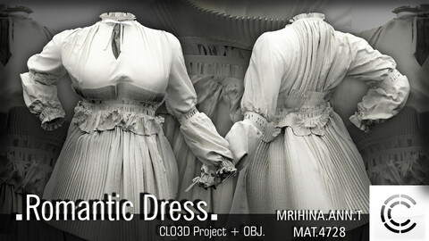.Romantic dress. Clo3d, Marvelous Designer.