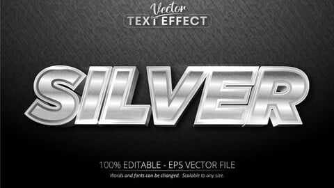 Silver text, shiny silver style editable text effect