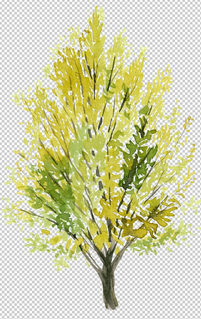ArtStation - Watercolor Cutout Tree PACK 01 | Resources