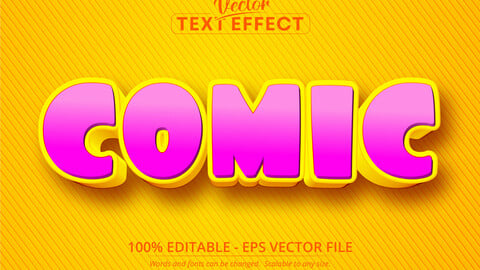 Comic text, cartoon style editable text effect