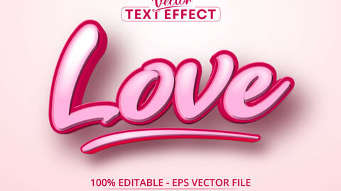 Love text, cartoon style editable text effect