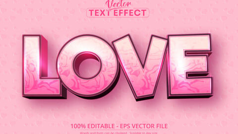 Love text, valentine’s day style editable text effect