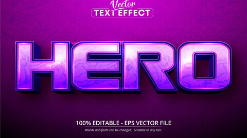 Hero text, cartoon style editable text effect