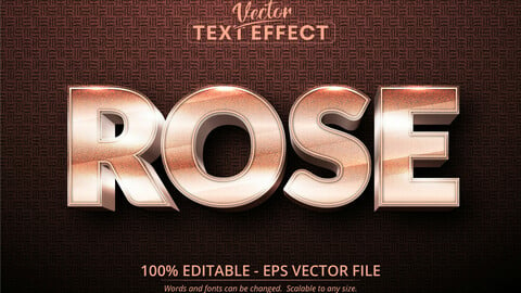 Rose text, shiny rose gold style editable text effect