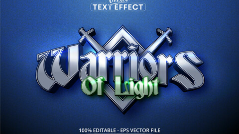 Warrios of light text, mobile game style editable text effect