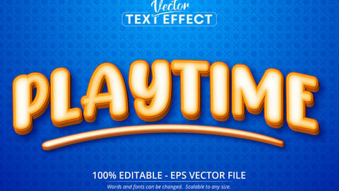 Playtime text, cartoon style editable text effect