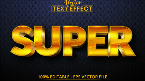 Super text, shiny golden style editable text effect