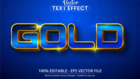 Gold text, luxury golden style editable text effect on blue color textured background