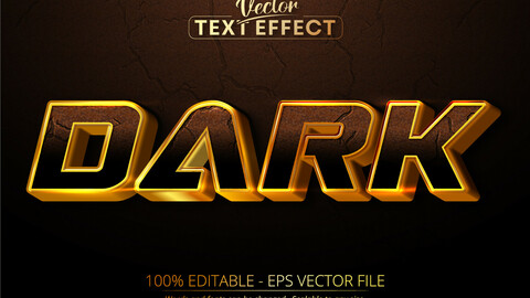 Dark text, shiny gold style editable text effect