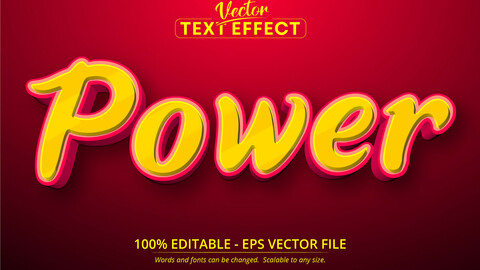 Power text, cartoon style editable text effect