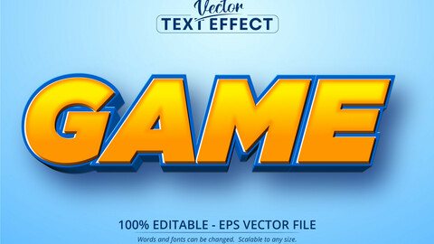 Game text, cartoon style editable text effect