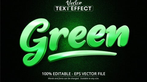 Green text, calligraphy style editable text effect