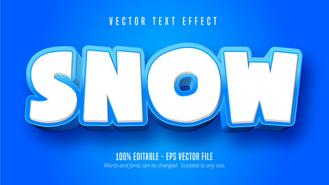 Snow text, cartoon style editable text effect