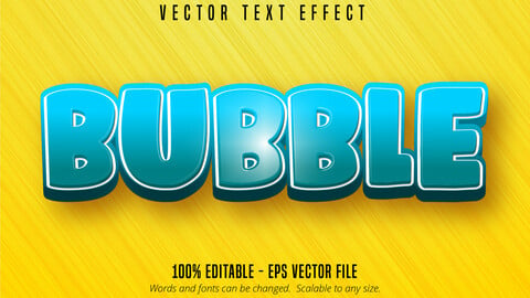 Bubble text, cartoon style editable text effect