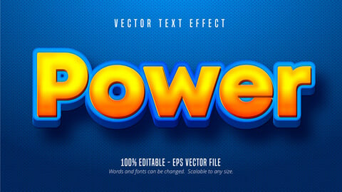 Power text, cartoon style editable text effect