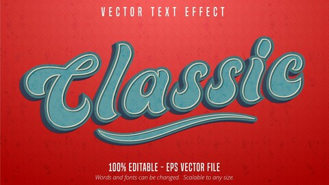 Classic text, vintage style editable text effect