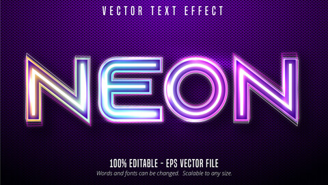 Neon text, Neon lights signage style editable text effect