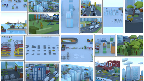 Low poly 3d Urban City Big Pack