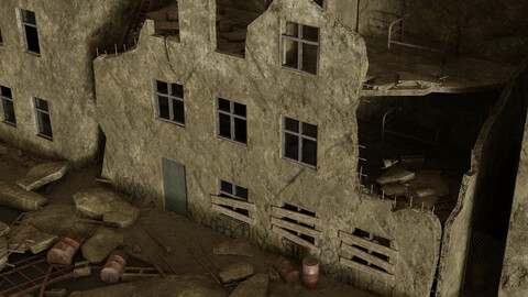 Post apocalyptic destroyed street