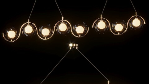 Modern Style 3 - 5 - 7  Light Brass Linear Chandelier