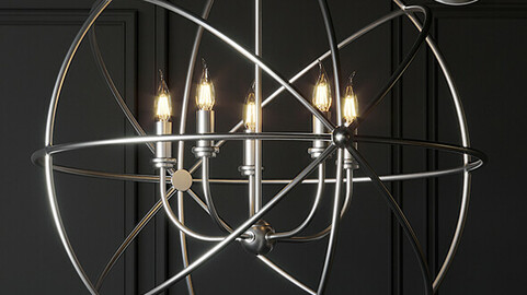 Ballard Design Beau Orb Chandelier Antique Silver, Bronze, Champagne