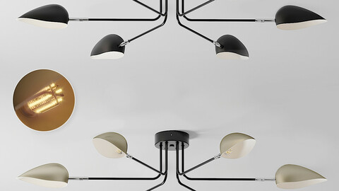 Industrial Modern 3-6 Light Ceiling Lamp