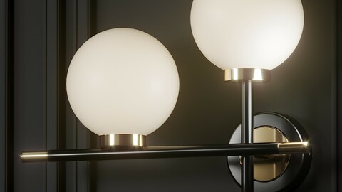 Contemporary Style Globe Glass 2 Bedside Wall Sconce