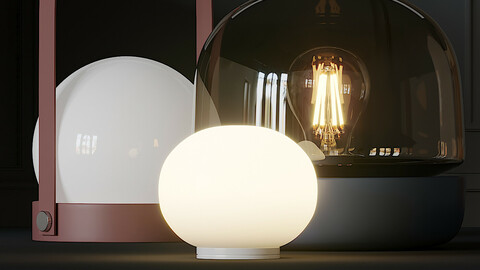 Carrie, Stone and Mini Glo-Ball T Table Lamps