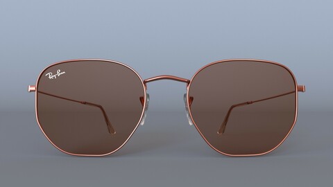 Sunglasses Ray-Ban Hexagonal Flat Lenses Bronze RB3548N 3D model