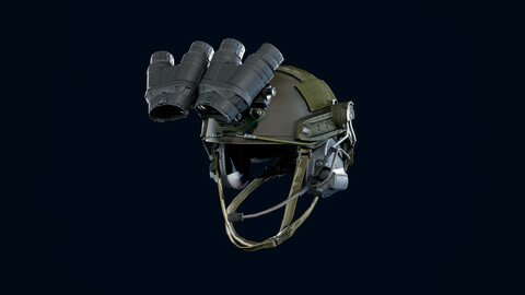 Military helmet with night vision goggles